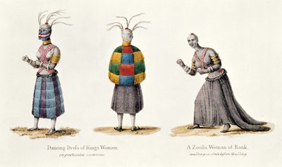 Dancing Dress of Kings Women and a Zoolu Woman of Rank, illustration from Narrative of a Journey to the Zoolu Country by A.F. Gardiner, 1836 by English School